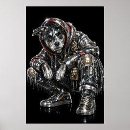 Póster de perro mosaico disco | Arte de pared mode