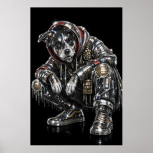 Póster de perro mosaico disco Arte de pared mode