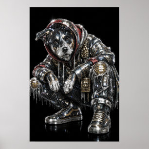 Póster de perro mosaico disco Arte de pared mode