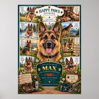 Póster de perro pastor alemán La pequeña vida de M
