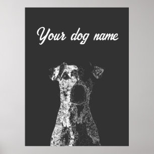 póster de perro personalizado arte de línea abstra