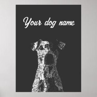 póster de perro personalizado arte de línea abstra