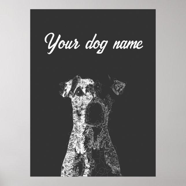 póster de perro personalizado arte de línea abstra (Frente)