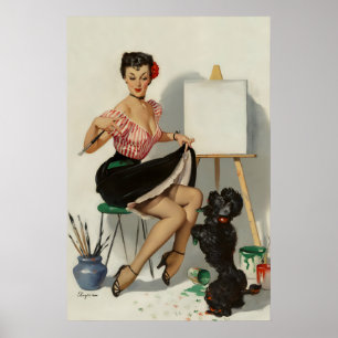 Póster de perro pin-up de Elvgren de los años 50 A
