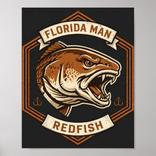 Póster de pesca de hombre de Florida Redfish Coppe