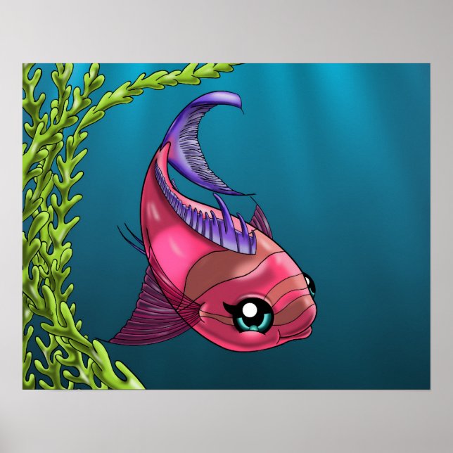 Póster de pez rosa (Frente)