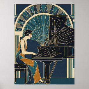 Póster de piano Art Déco