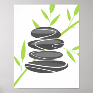 Póster de piedras de guijarros de jardín zen apila