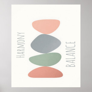 Póster de Piedras Zen Pastel - Lindo Escandinavo M