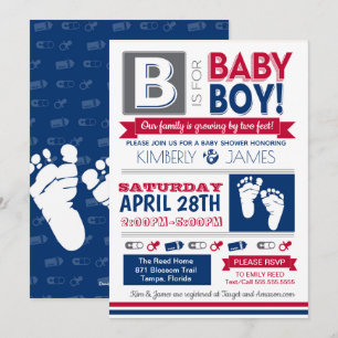 Poster de pies de bebé estilo niño Invitación a du