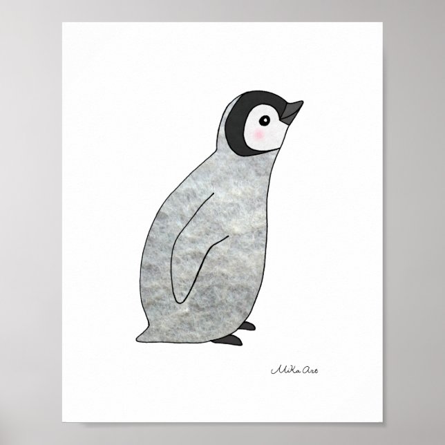 Póster de pingüino bebé lindo Decoración de arte p (Frente)