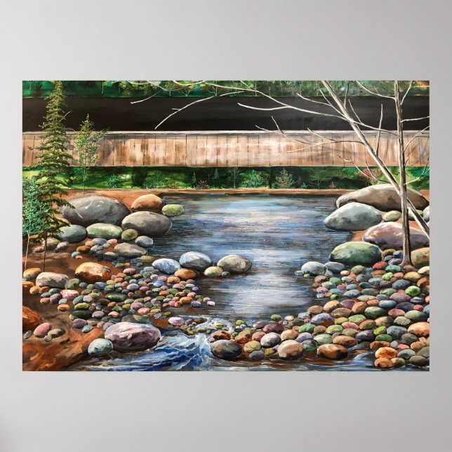 Póster de pintura acrílica original El arroyo (Frente)