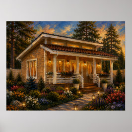 Póster de Pintura al Óleo del Jardín de la Cabaña