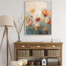 Póster de pintura al óleo floral vintage