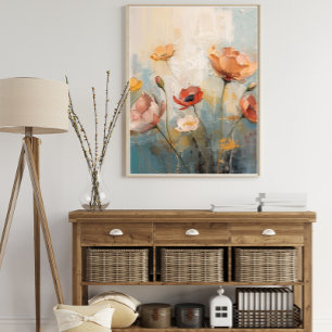 Póster de pintura al óleo floral vintage