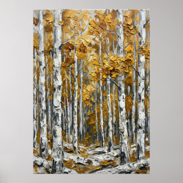 Póster de pintura de abedules en otoño | Bosque do