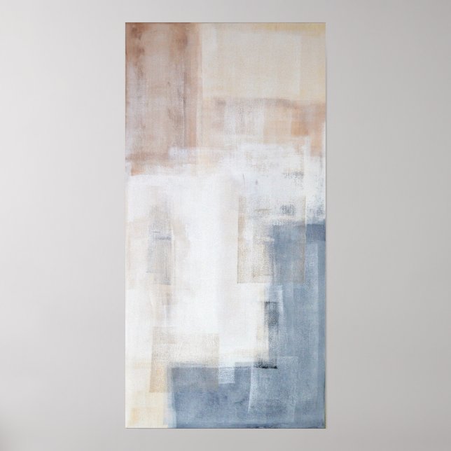 Poster de pintura de arte abstracto gris y beige (Frente)