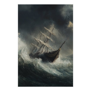 Poster de pintura de barcos de vela de Stormy Seas