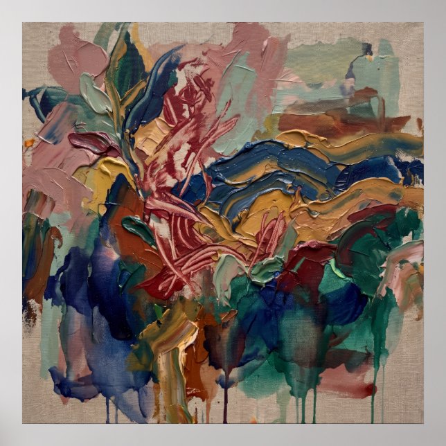 Póster de Pintura Floral Abstracta Colorida (Frente)