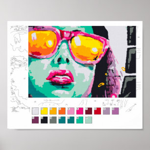 Póster de Pintura por Números (contorno abajo): Gr