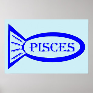 Póster de Piscis signo de estrellas peces