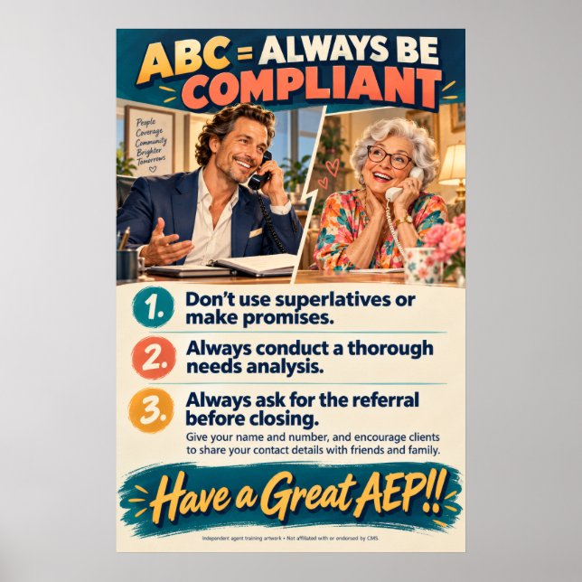 Póster de piso de ventas de Medicare ABC Siempre S (Frente)