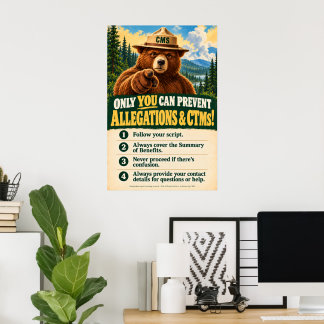 Póster de piso de ventas de oso de cumplimiento de