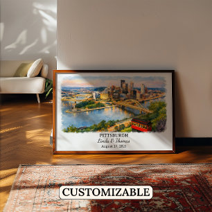 Póster de Pittsburgh Pennsylvania, Acuarela, Perso