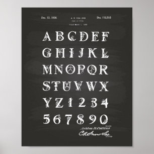 Poster de pizarra de arte de patentes Font 1938