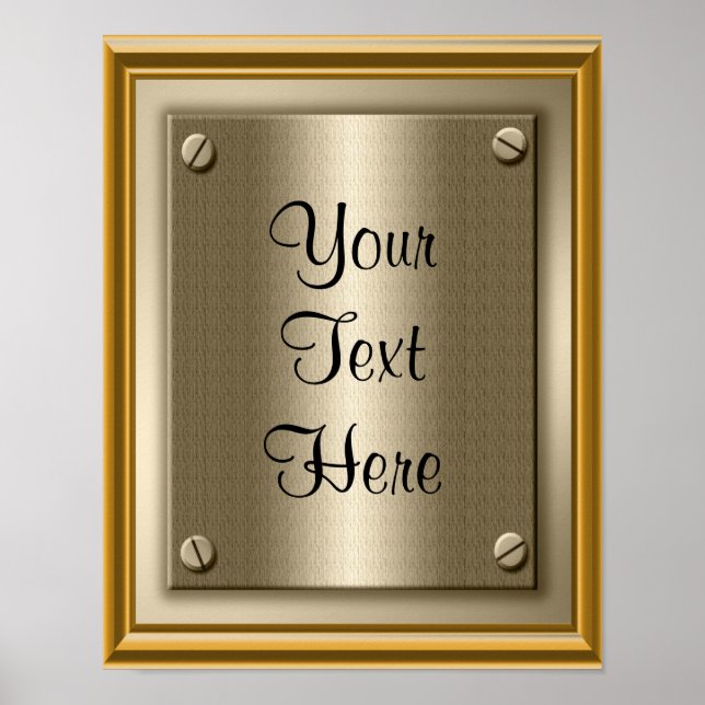 Póster de placa de oro impresión signo (Frente)