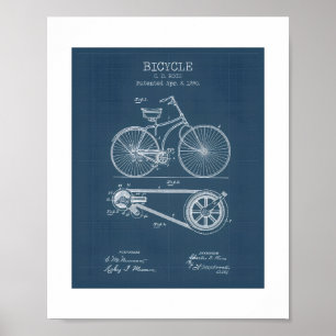 Póster de plano de patente de bicicleta vintage   