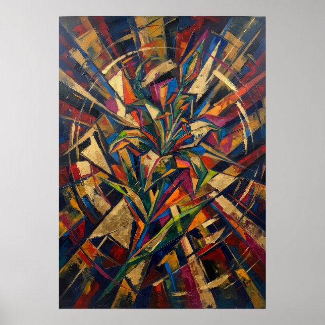 Póster de planta abstracta colorida (Frente)