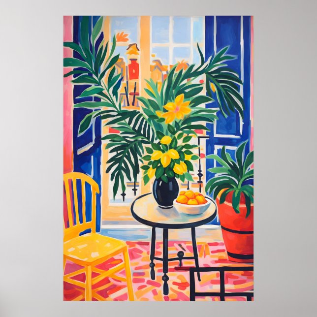 Póster de planta botánica colorido, vibrante (Frente)