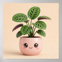 Póster de planta de oración Kawaii para interiores