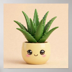 Póster de planta interior Kawaii Aloe Vera