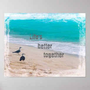 poster de playa con arte original
