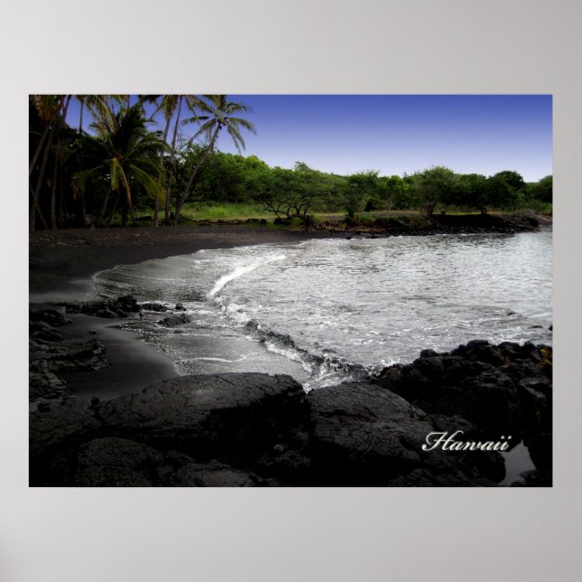 Póster de playa de arena negra (Frente)