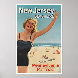 Póster de playa de arte de Nueva Jersey para casa