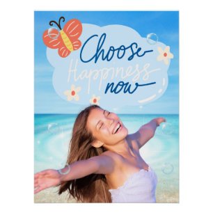 Póster de playa inspirador Elige la felicidad ahor