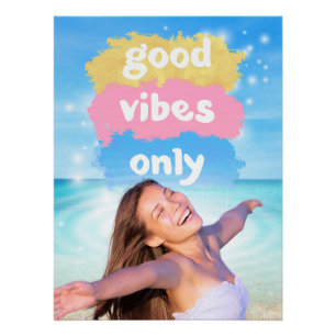 Póster de playa inspirador 'Sólo buenas vibras'
