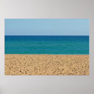 Póster de playa, océano y cielo