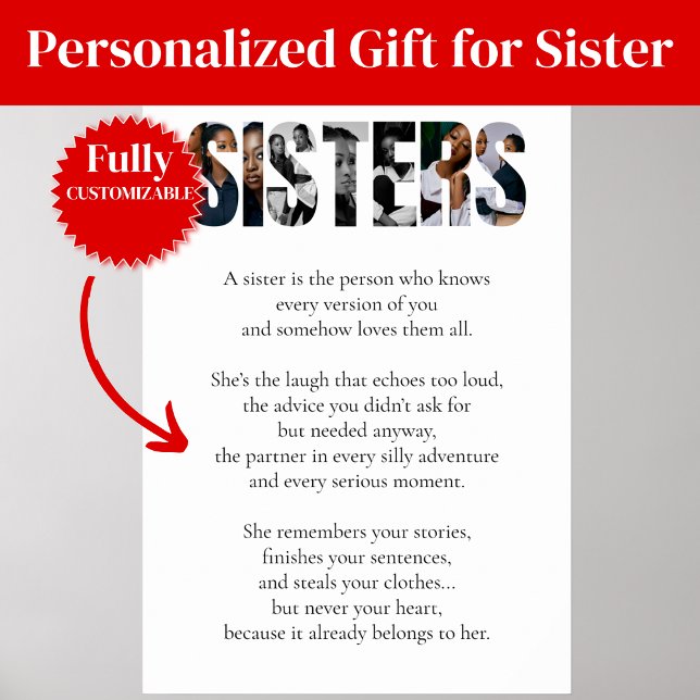 Póster de Poema HERMANAS – Regalo con Sentimiento  (SISTERS Poem Poster – Heartfelt Gift for Sister)