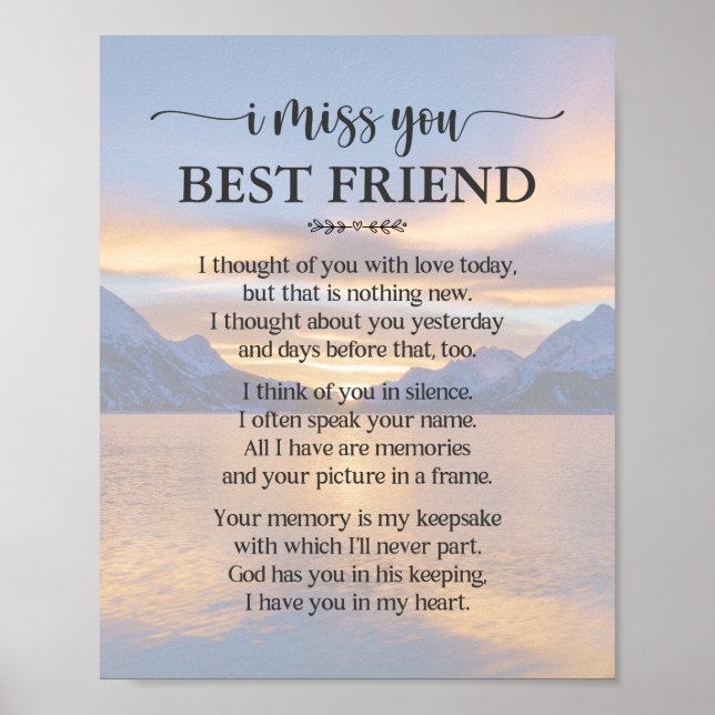 Póster de poema para mejor amigo que te hace falta (Frente)