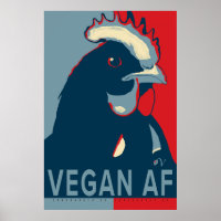 Poster de Pollo de Arte Pop Blanco Rojo - Vegan AF