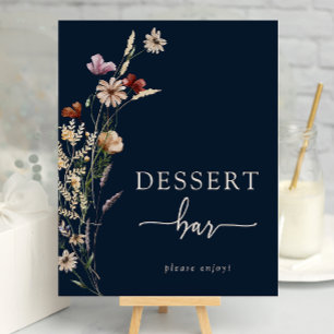 Póster de postre floral boho de la marina