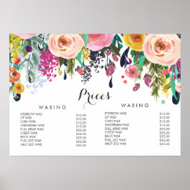 Póster de Precios Menú de Salón de Belleza de Cabe