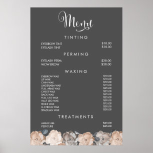 Póster de Precios Menú de Salón de Belleza Peluque
