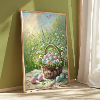 Póster de primavera de cesta de Pascua | Arte de p