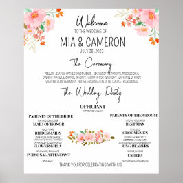 Póster de Programa de Boda Floral con Vegetación