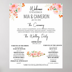 Póster de Programa de Boda Floral con Vegetación